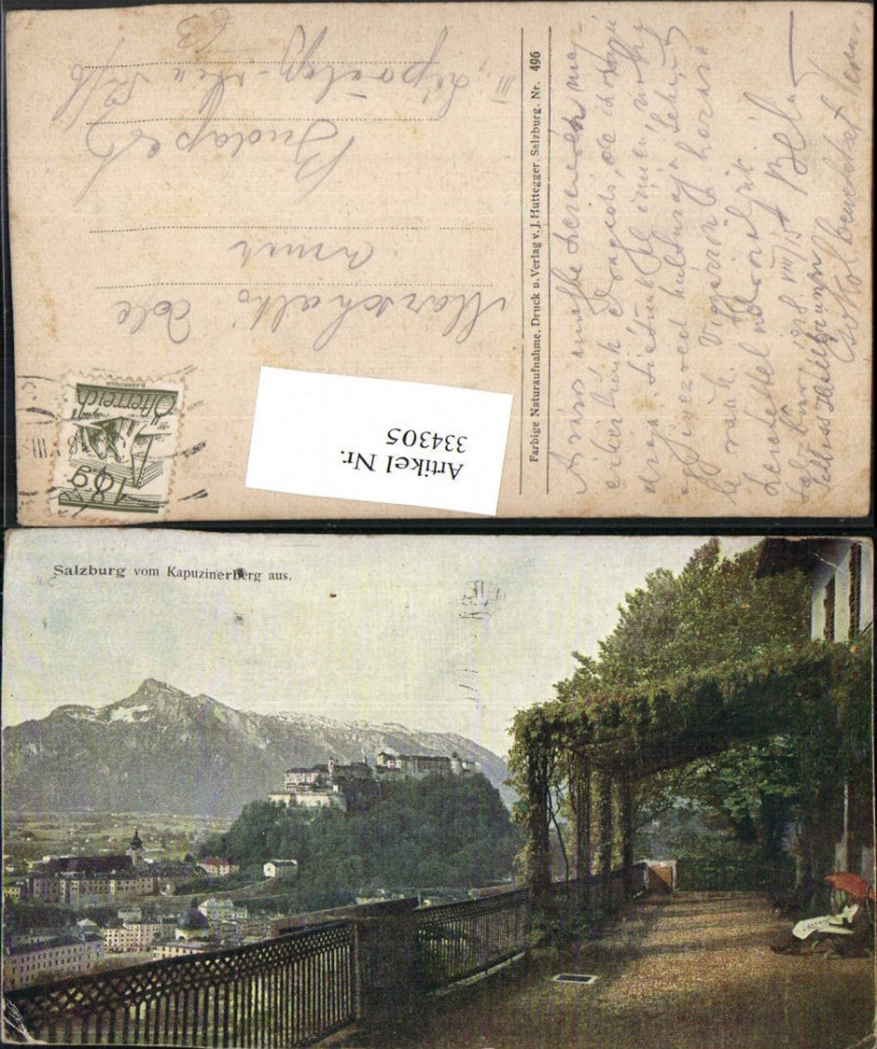 334305,Salzburg Teilansicht m. Festung vom Kapuzinerberg Bergkulisse
