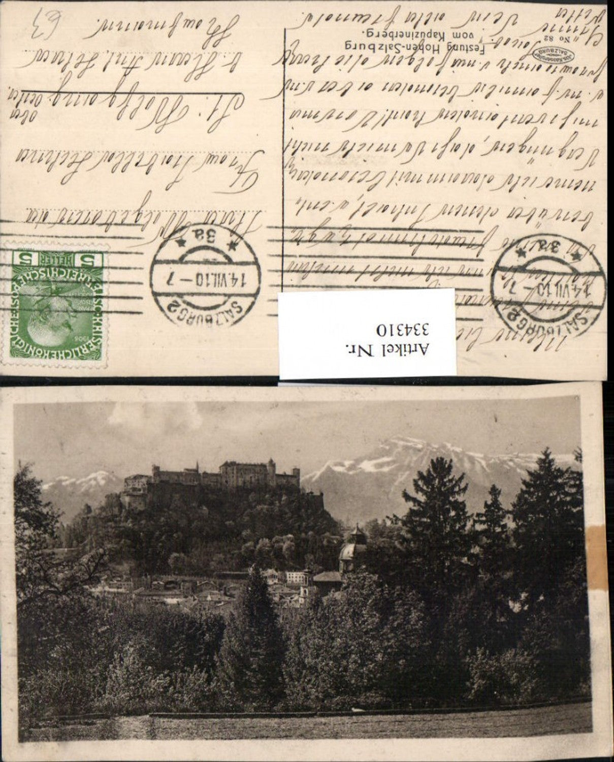 334310,Salzburg Festung Hohensalzburg vom Kapuzinerberg Bergkulisse