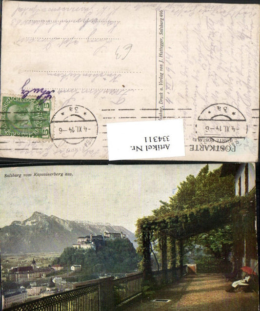 334311,Salzburg Teilansicht m. Festung vom Kapuzinerberg Bergkulisse