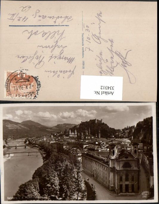 334312,Salzburg Totale von der Humboldtterasse m. Festung Brücken