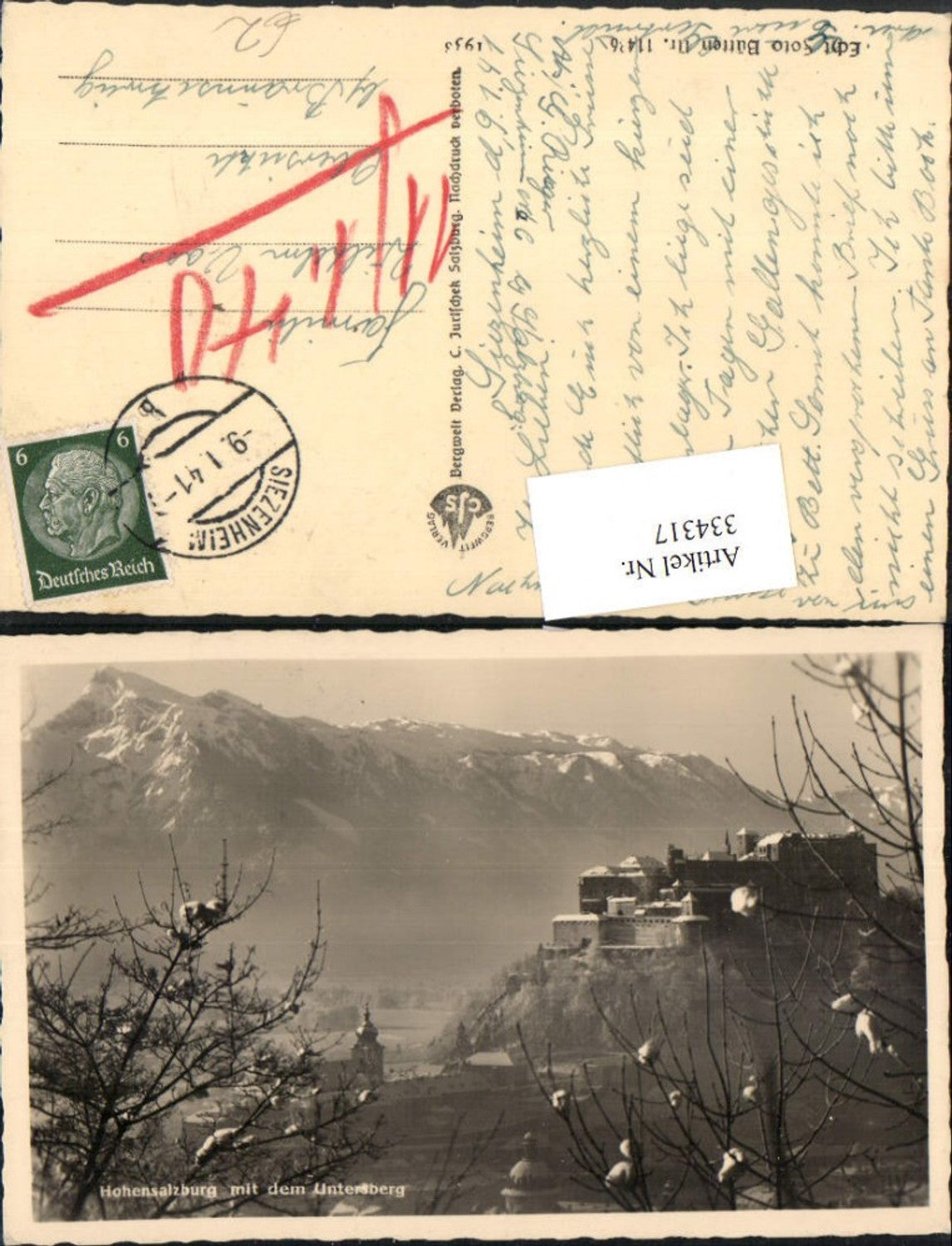 334317,Salzburg Festung Hohensalzburg m. Untersberg Bergkulisse Winterbild