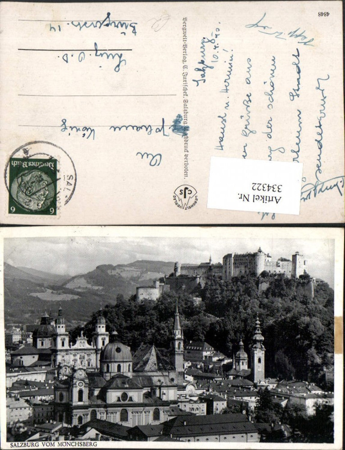 334322,Salzburg Teilansicht Dom Kirche u. Festung vom Mönchsberg