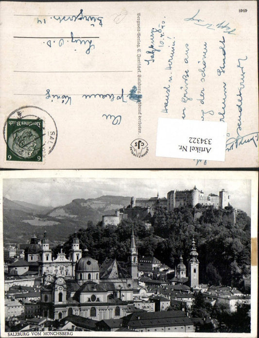 334322,Salzburg Teilansicht Dom Kirche u. Festung vom Mönchsberg