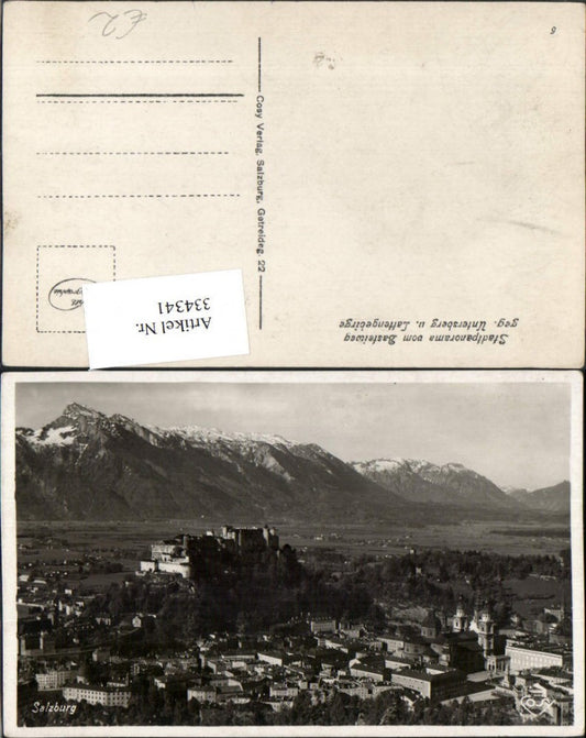 334341,Salzburg Totale m. Festung vom Basteiweg Bergkulisse pub Cosy