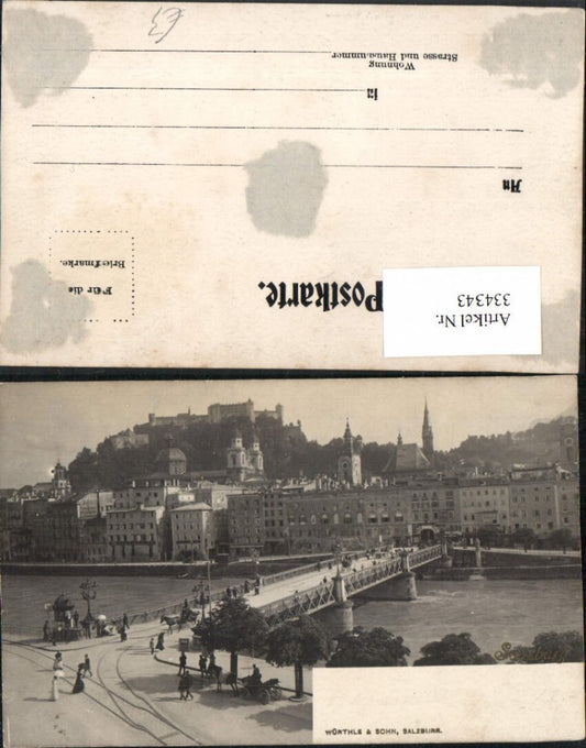 334343,Salzburg Teilansicht Brücke u. Festung