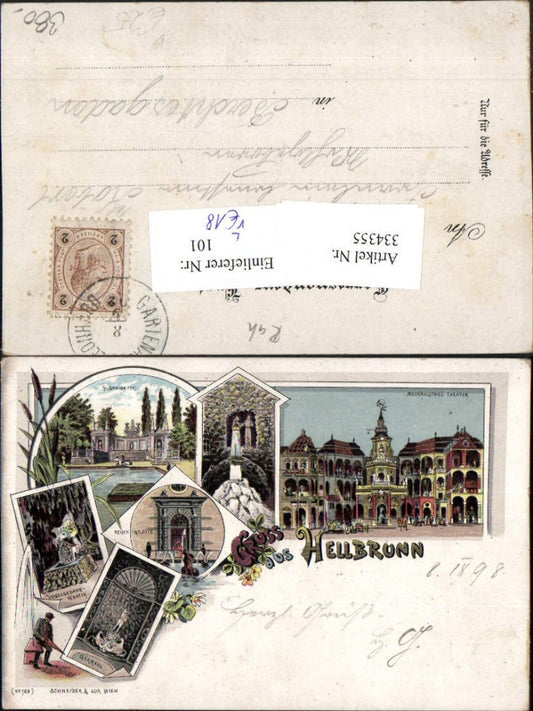 334355,Litho Salzburg Hellbrunn Grotten Mechanisches Theater Mehrbildkarte pub Schneider & Lux 129