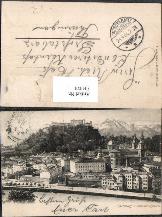 334374,Salzburg Teilansicht m. Festung vom Kapuzinerberg