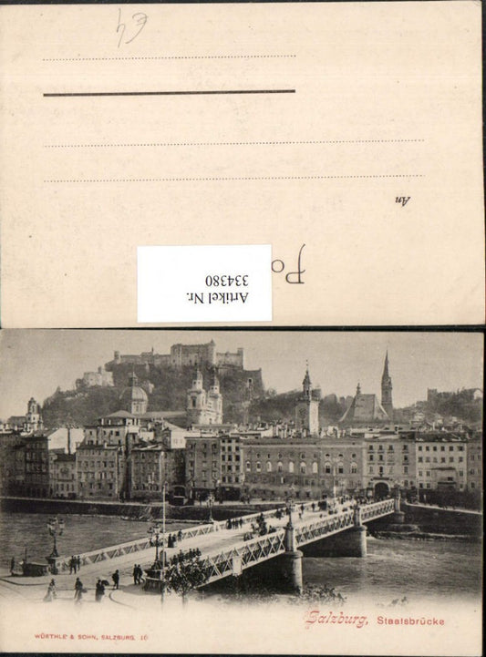 334380,Salzburg Teilansicht m. Staatsbrücke Brücke u. Festung