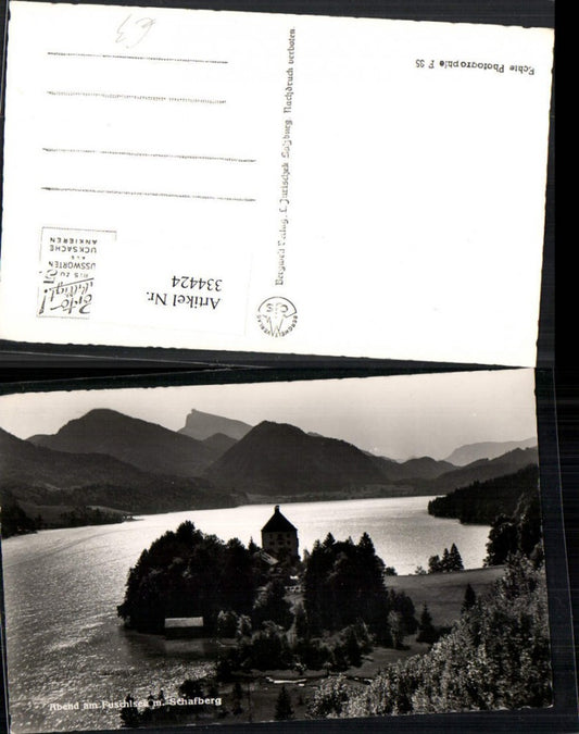 334424,Abend am Fuschlsee Schloss Fuschl m. Schafberg Bergkulisse