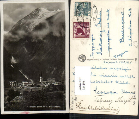 334495,Krimml Totale m. d. Wasserfällen Bergkulisse