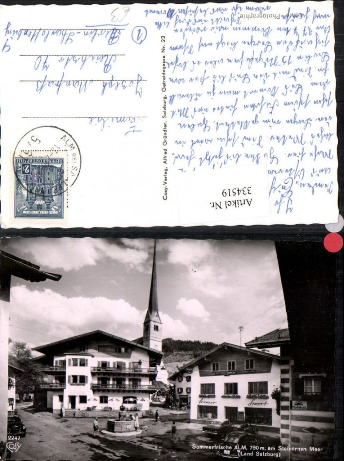 334519,Alm am Steinernen Meer Hauptplatz Brunnen Kirche pub Cosy 2247