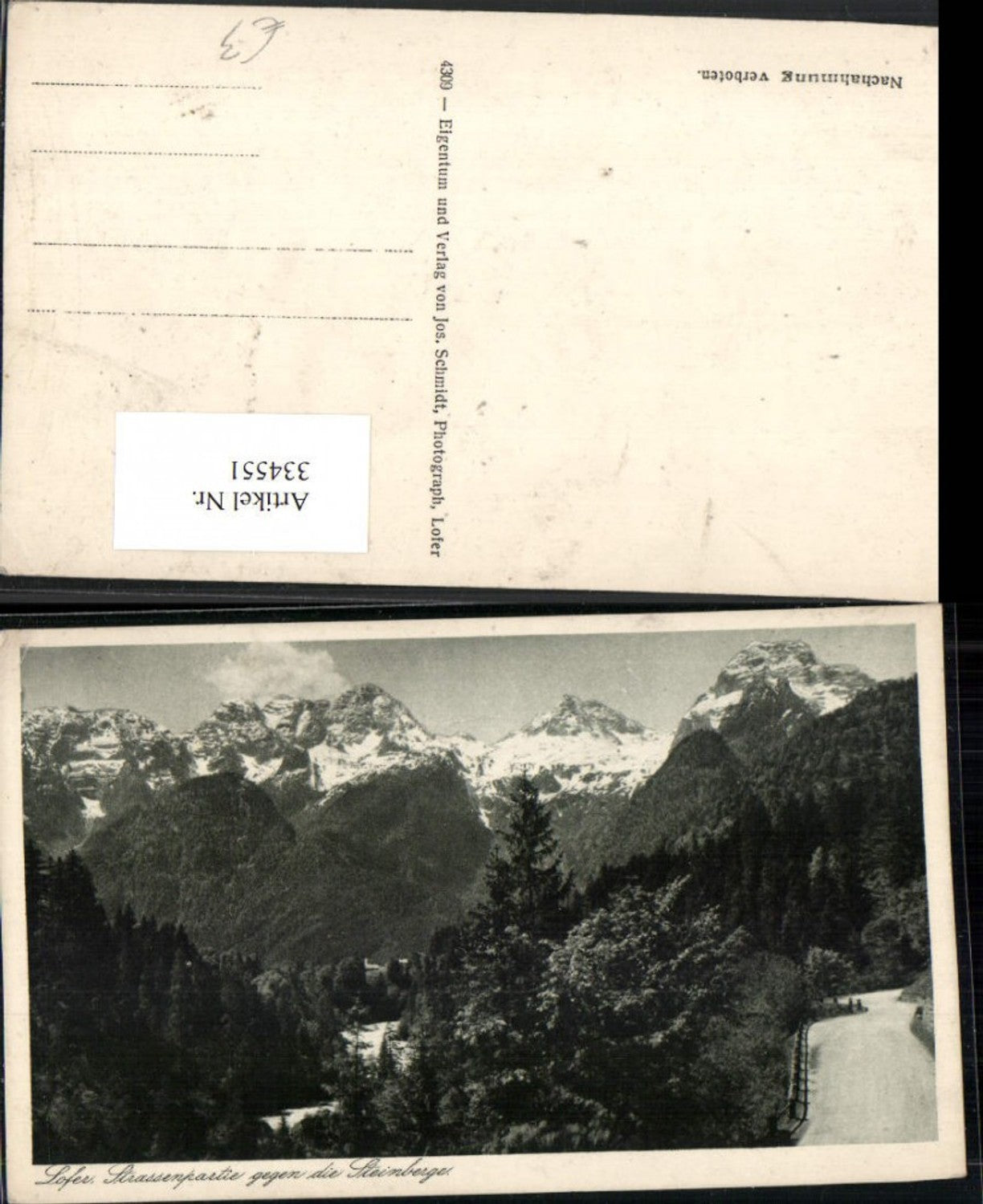 334551,Lofer Straßenpartie geg. Steinberge Bergkulisse