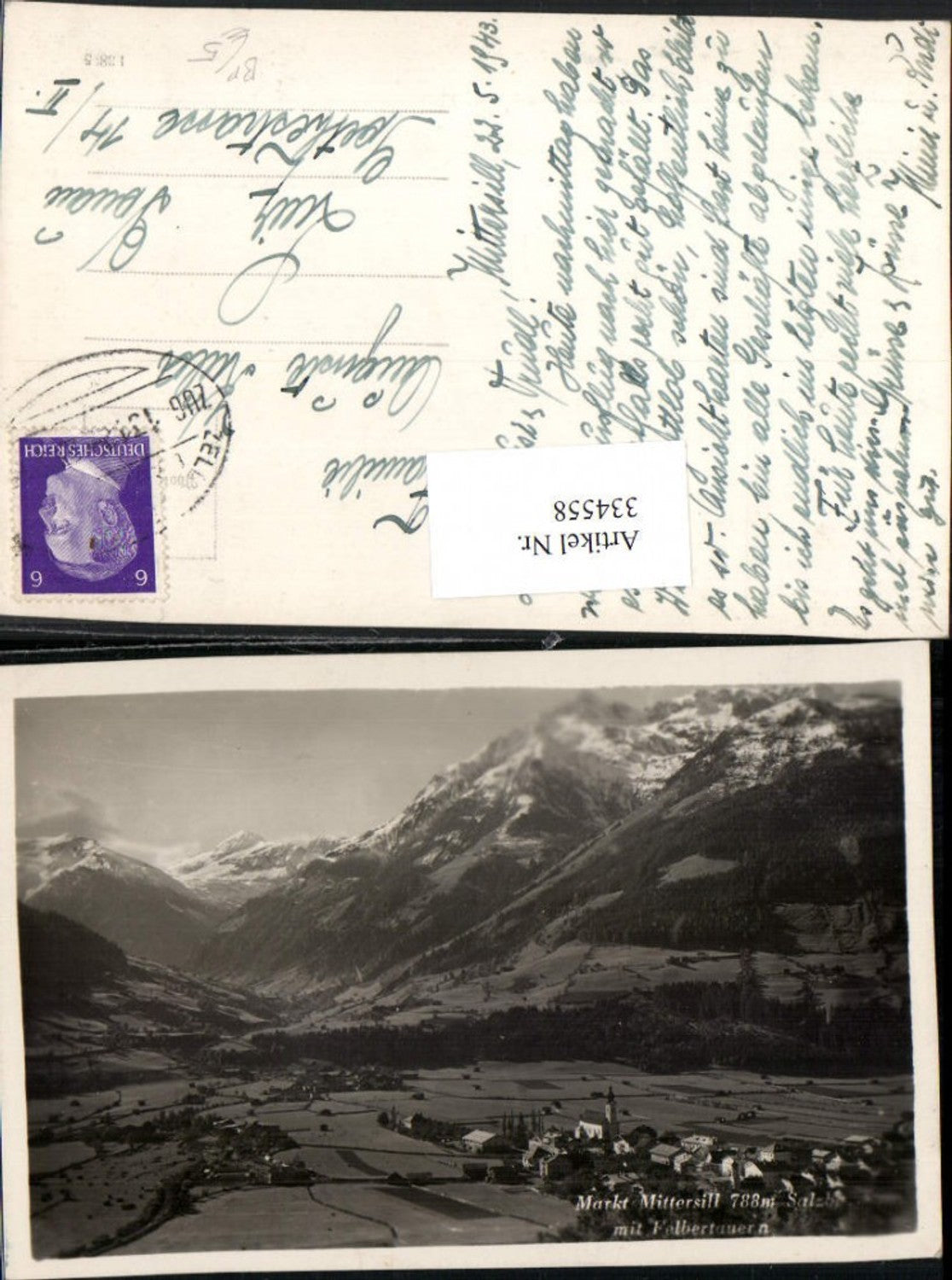 334558,Mittersill Totale m. Felbertauern Bergkulisse Bahnpost Zug 1312