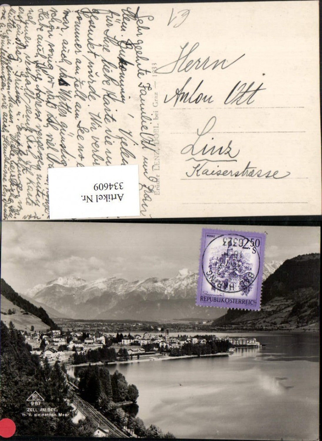 334609,Zell am See Totale m. Steinernen Meer Bergkulisse