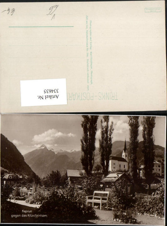 334635,Kaprun Teilansicht Kirche geg. Kitzsteinhorn Bergkulisse pub Trinks & Co