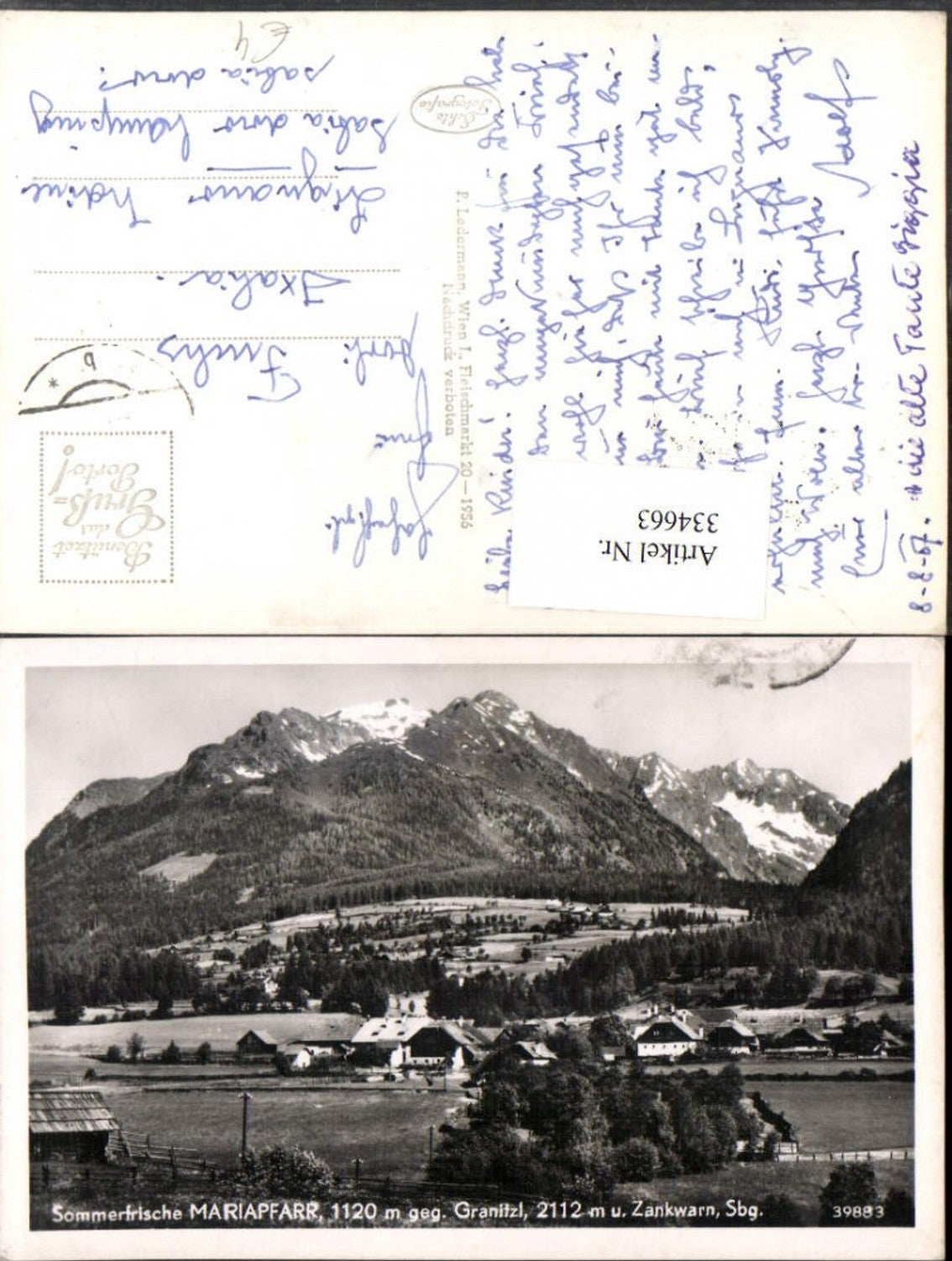 334663,Mariapfarr Teilansicht geg. Granitzl u. Zankwarn Bergkulisse