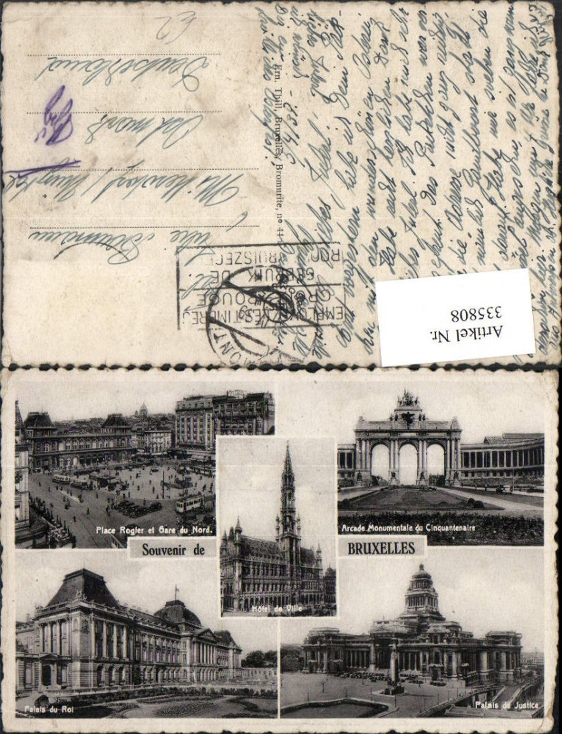 335808,Bruxelles Brüssel Hotel de Ville Palais du Roi Justice Gare du Nord Rathaus Mehrbildkarte