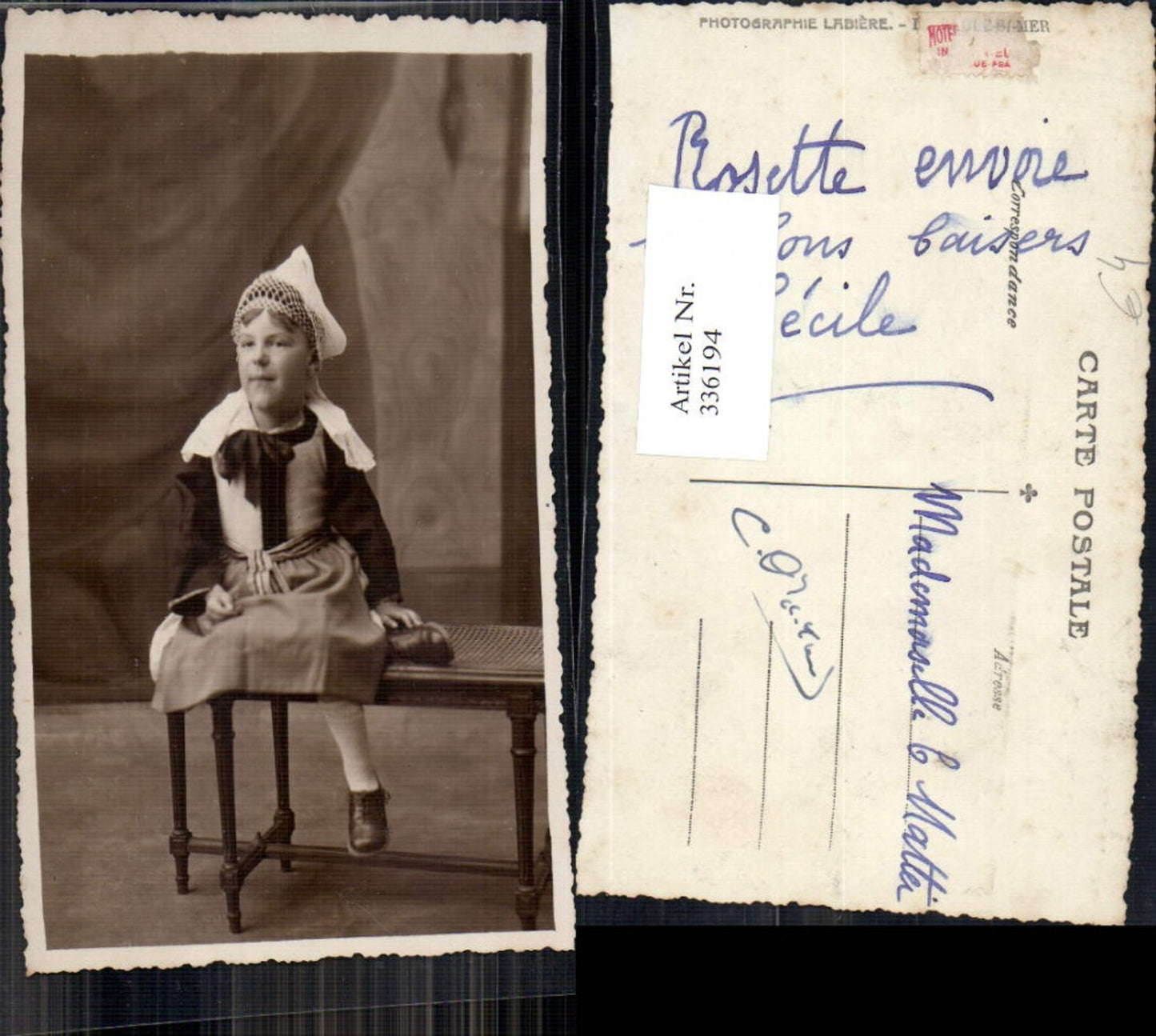336194,Foto Ak Kind Kinder Mädchen Kleid Kopftuch Portrait
