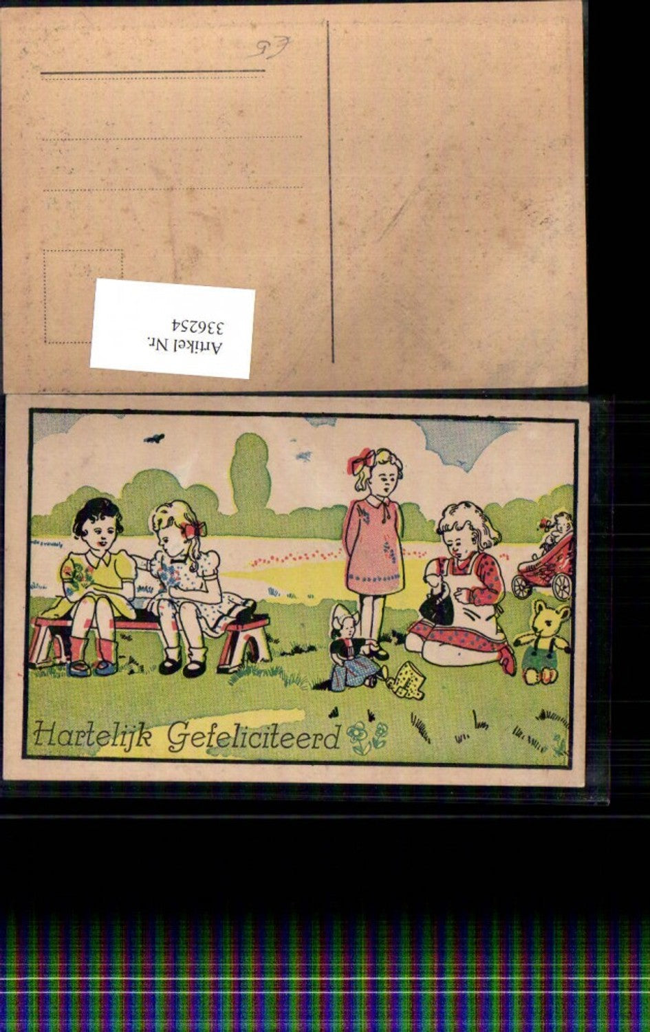 336254, Artist Ak Child Children with toys on a meadow Doll Teddy