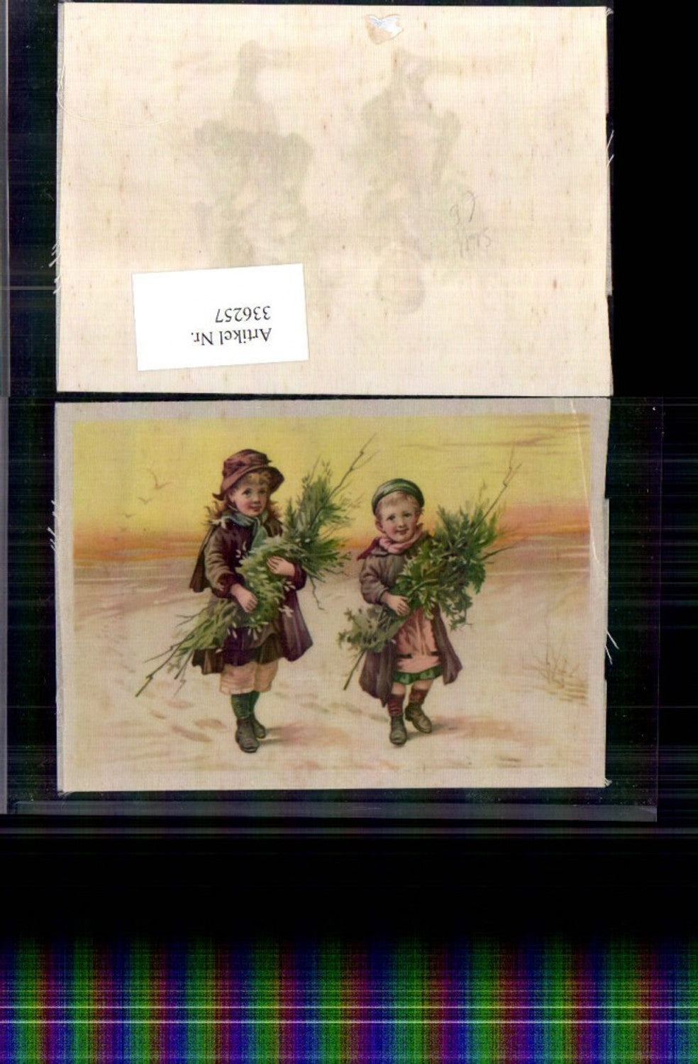 336257,Material Ak Stoff Kind Kinder m. Mantel Hut Zweige tragend