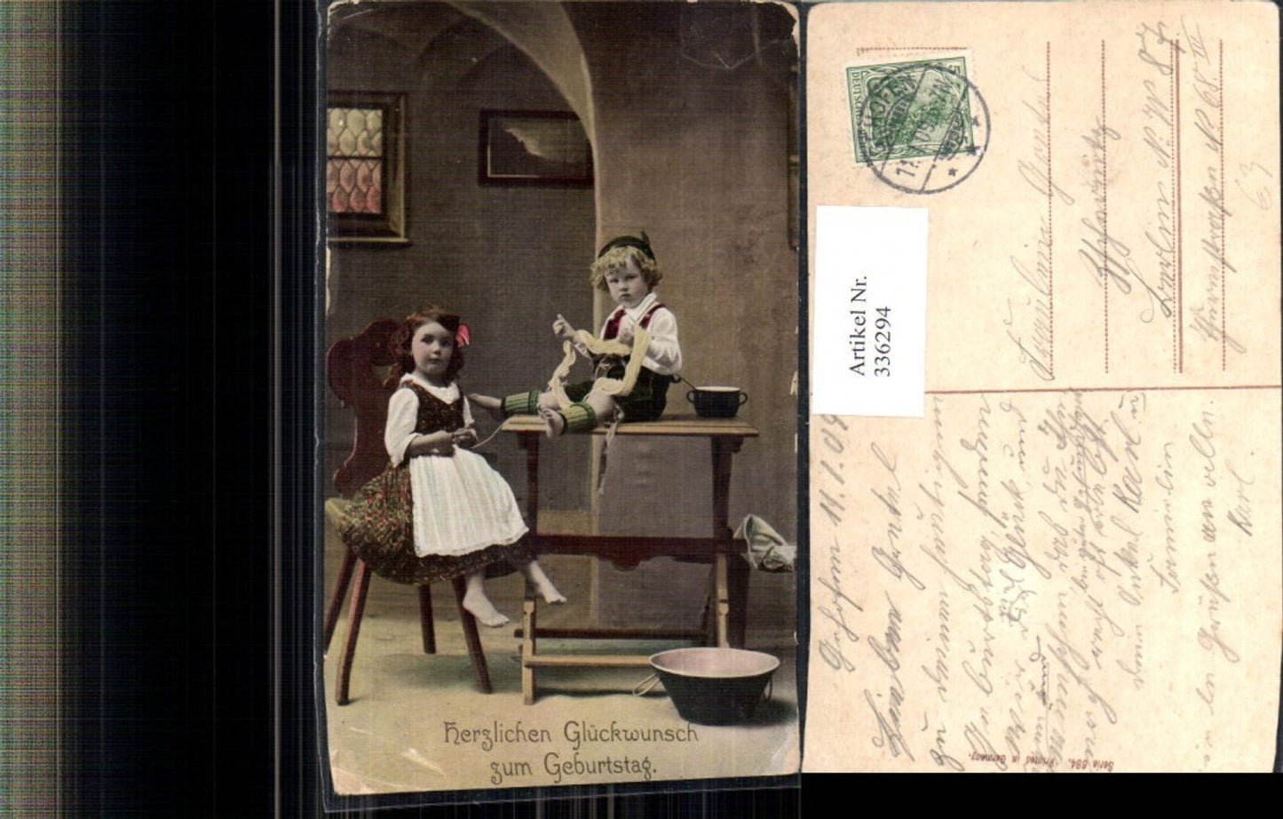 336294,Kind Kinder i. Tracht Wolle Tisch Schüssel Geburtstag