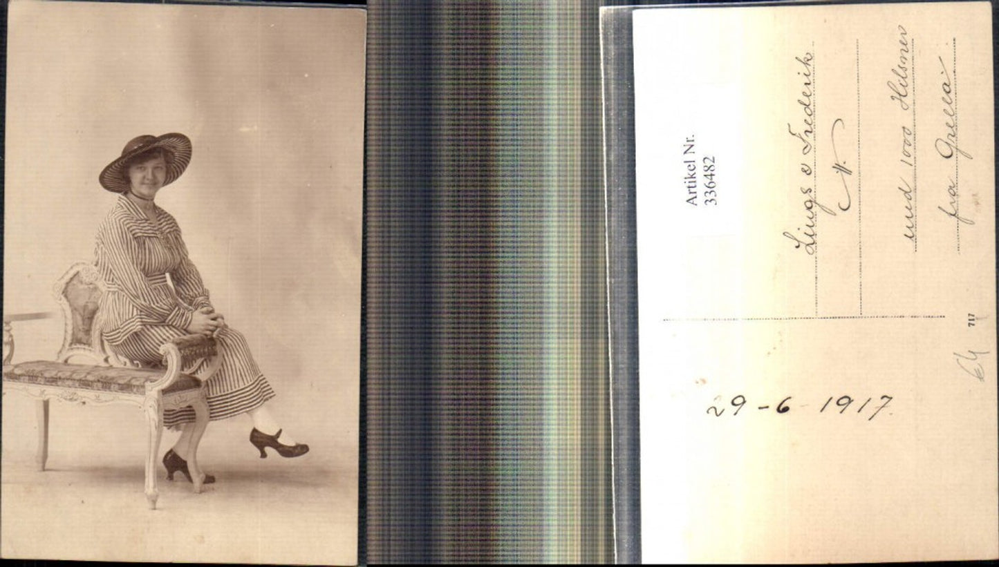 336482,Foto Ak Frau Hut Hutmode Mode Halskette 1917