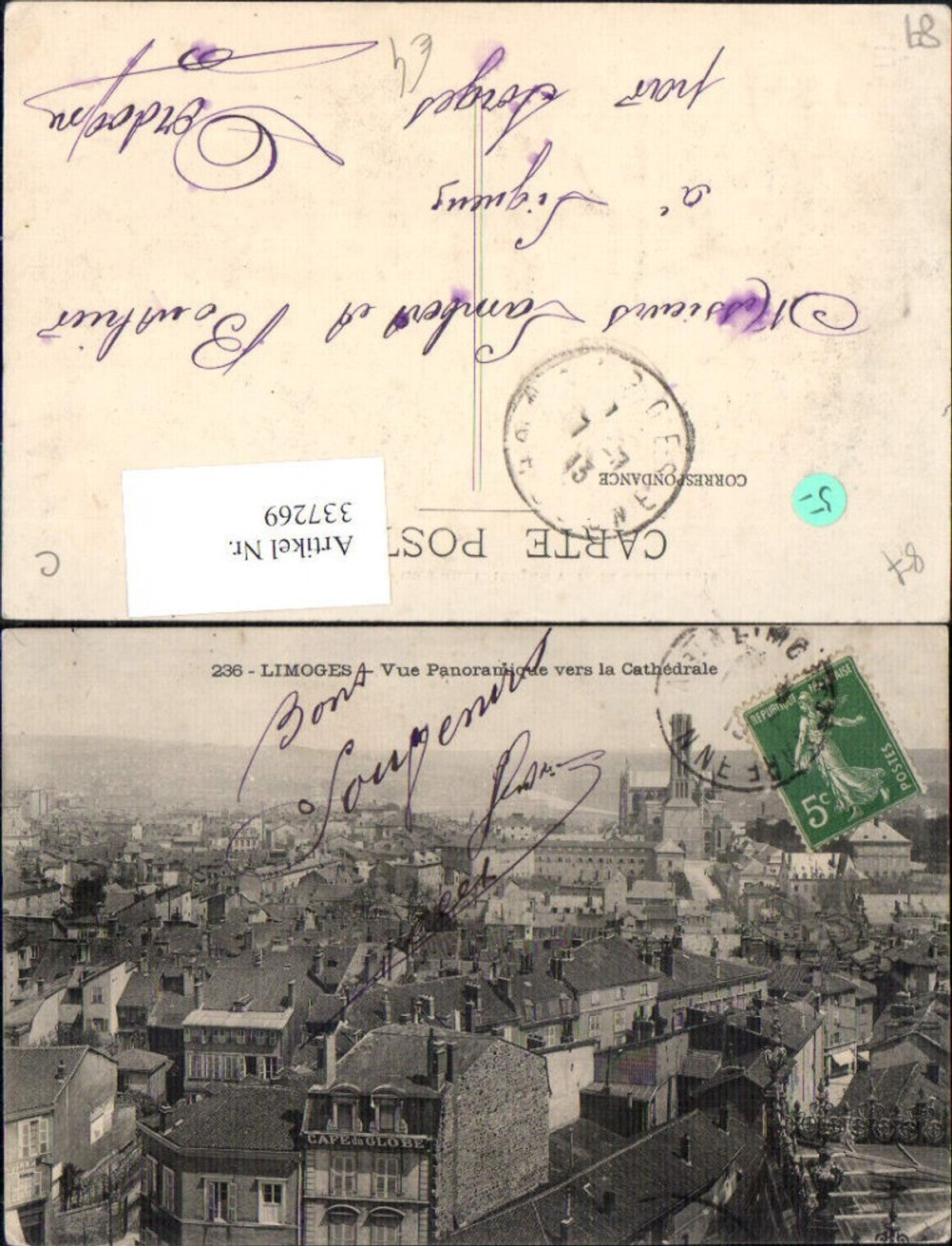 337269,Limousin Haute-Vienne Limoges Vue Panoramique vers la Cathedrale Kathedrale Kirche