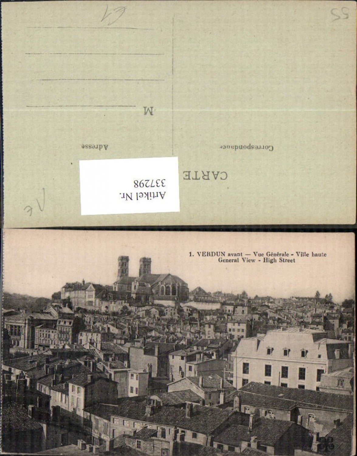 337298,Lothringen Meuse Verdun avant Vue Generale Ville haute General View High Street