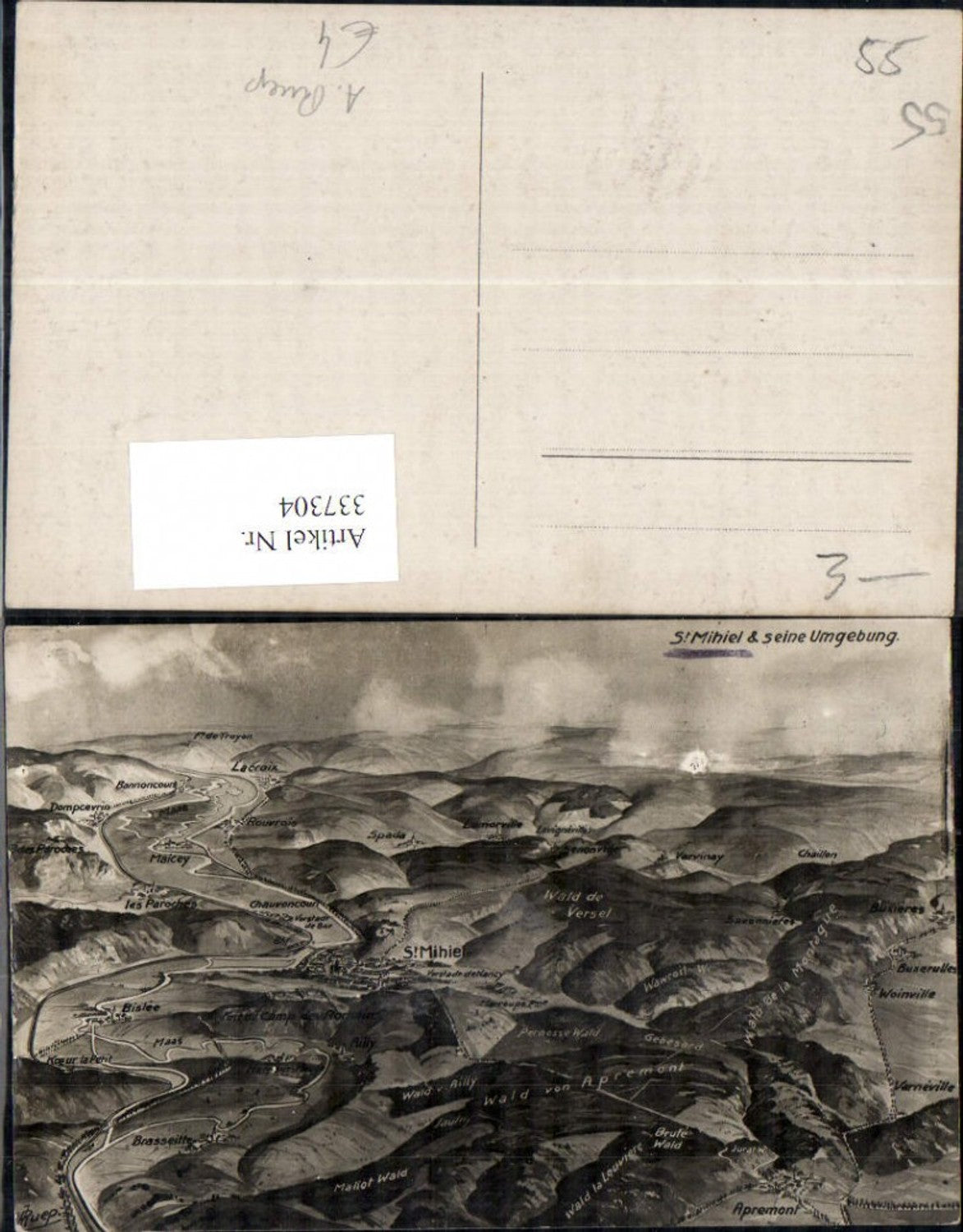 337304, Artist Ak A. Ruep Lorraine Meuse Saint Mihiel and its surroundings Location map
