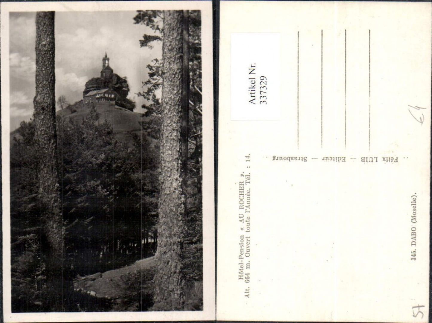 337329,Foto Ak Lothringen Moselle Dabo Felsen m. Kapelle