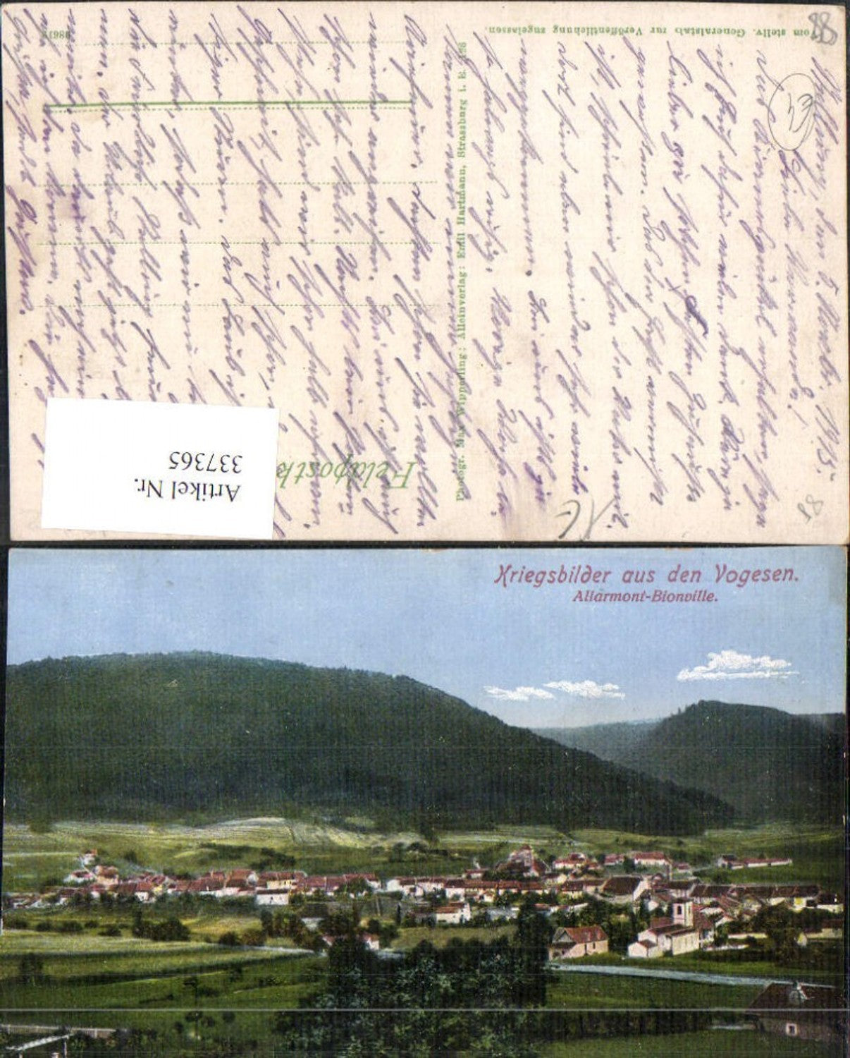 337365,Lothringen Vosges Kriegsbilder a. d. Vogesen Allarmont-Bionville