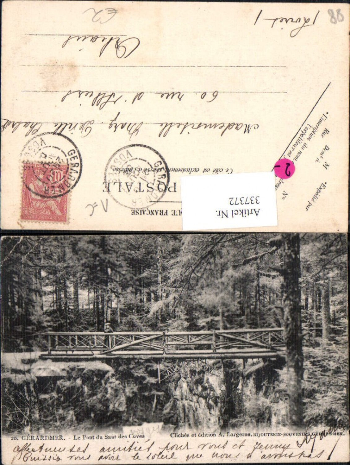 337372,Lothringen Vosges Gerardmer Le Pont du Saut des Cuves Brücke