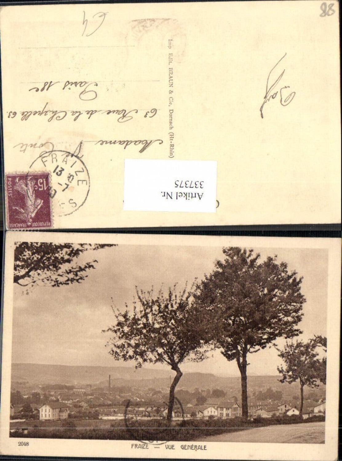 337375,Lothringen Vosges Fraize Vue Generale Totale