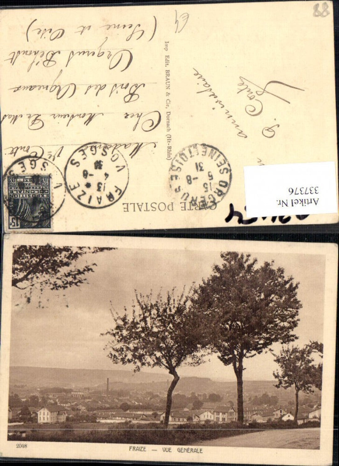 337376,Lothringen Vosges Fraize Vue Generale Totale