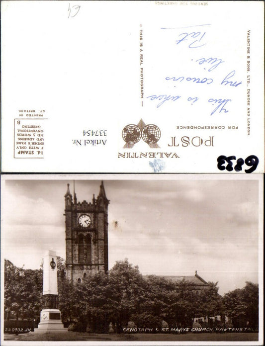 337454,Foto Ak Cenotaph St. Marys Church Rawtenstall Kirche Denkmal