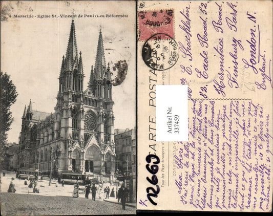 337459,Kirche Marseille Eglise St Vincent de Paul Les Reformes Straßenbahn Kutsche