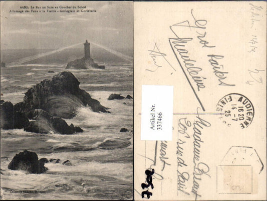 337466,Leuchtturm Le Raz de Sein au Coucher du Soleil Gorlegreiz et Gorlebella Brandung