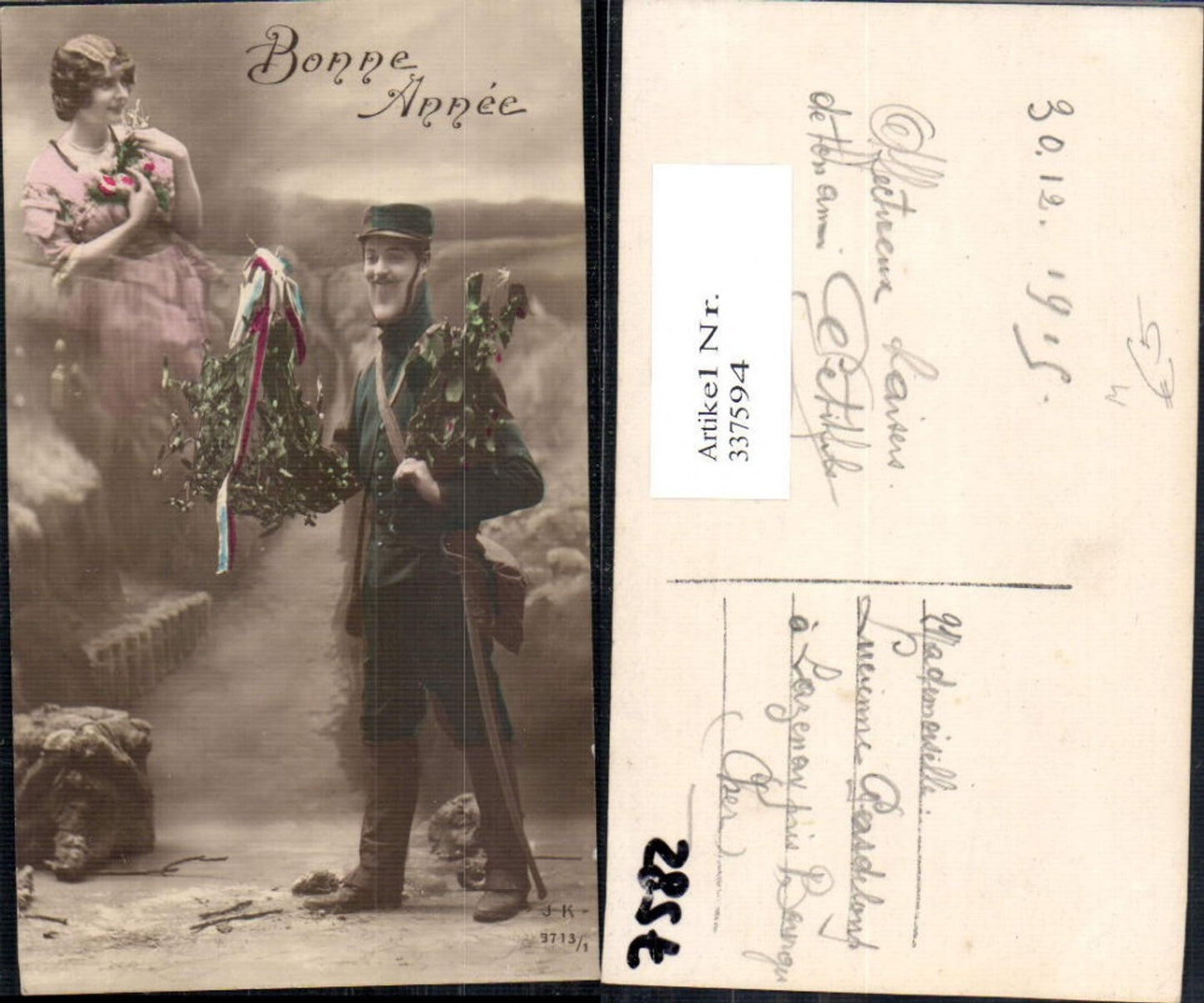 337594,Fotomontage Liebe Paar Soldat Misteln Schleife Frau Erscheinung