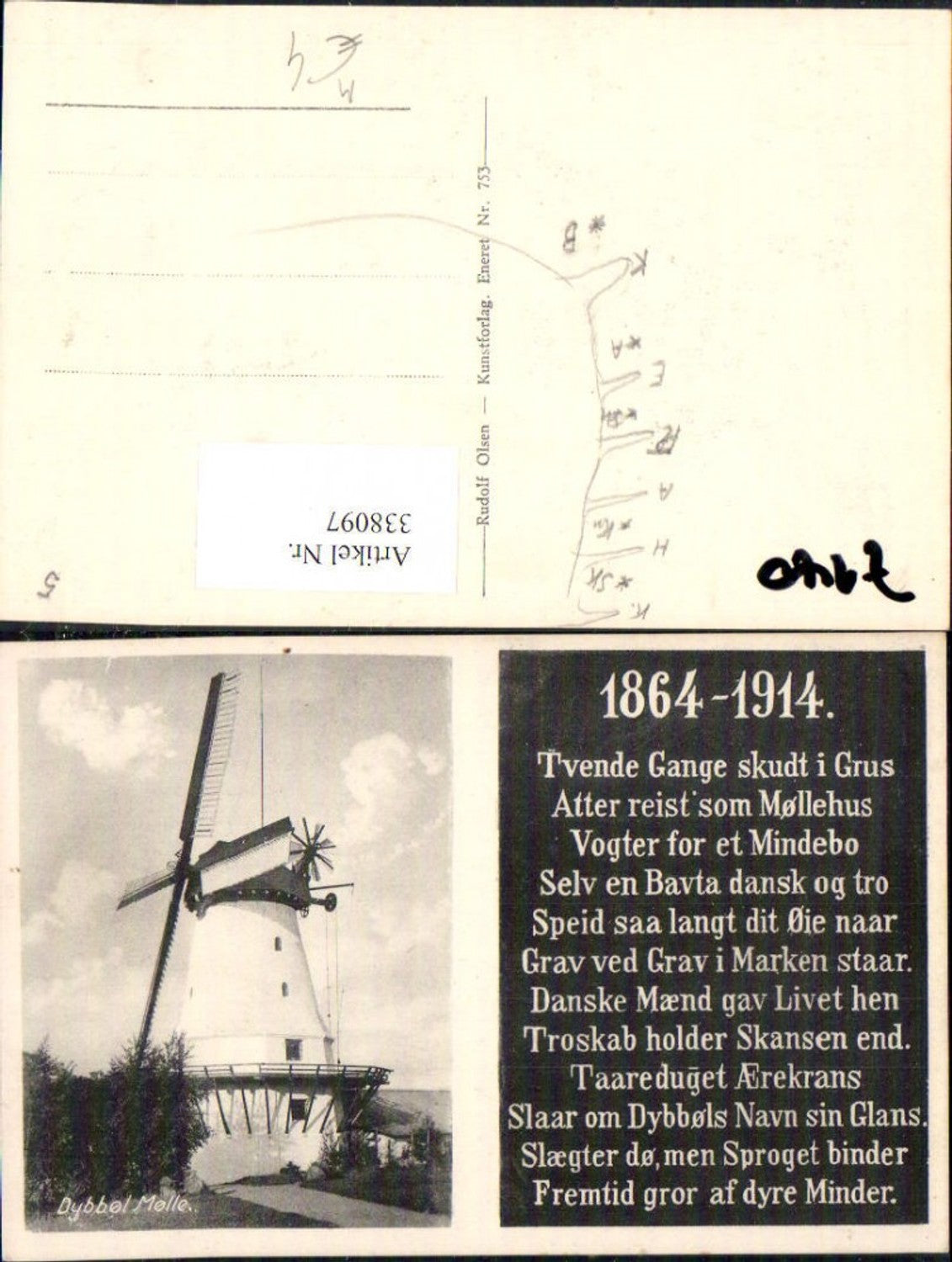 338097,Windmühle Dybbol Molle Düppeler Mühle Sonderborg 1864-1914 Text