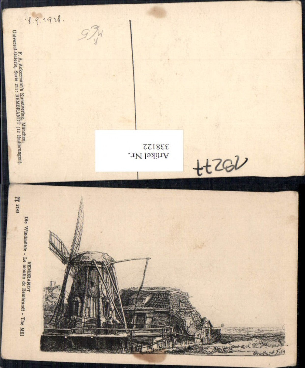 338122,Künstler Ak Rembrandt Die Windmühle Le moulin de Rembrandt