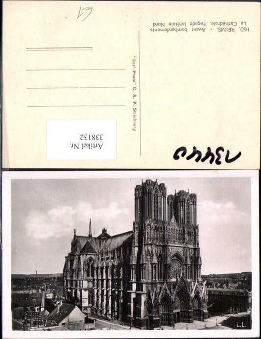 338132,Kirche Reims Avant bombardements La Cathedrale Facade laterale Nord