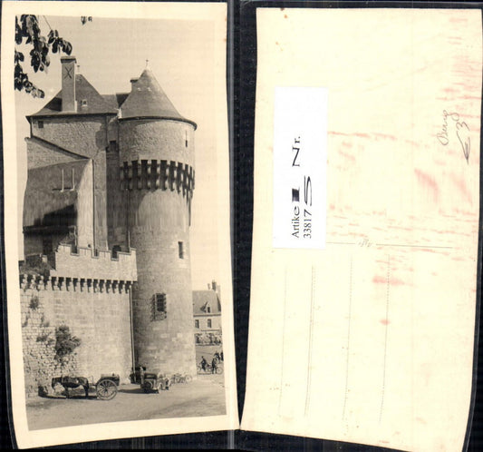 338175,Foto Ak Schloss Burg Kutsche Automobil Fahrrad