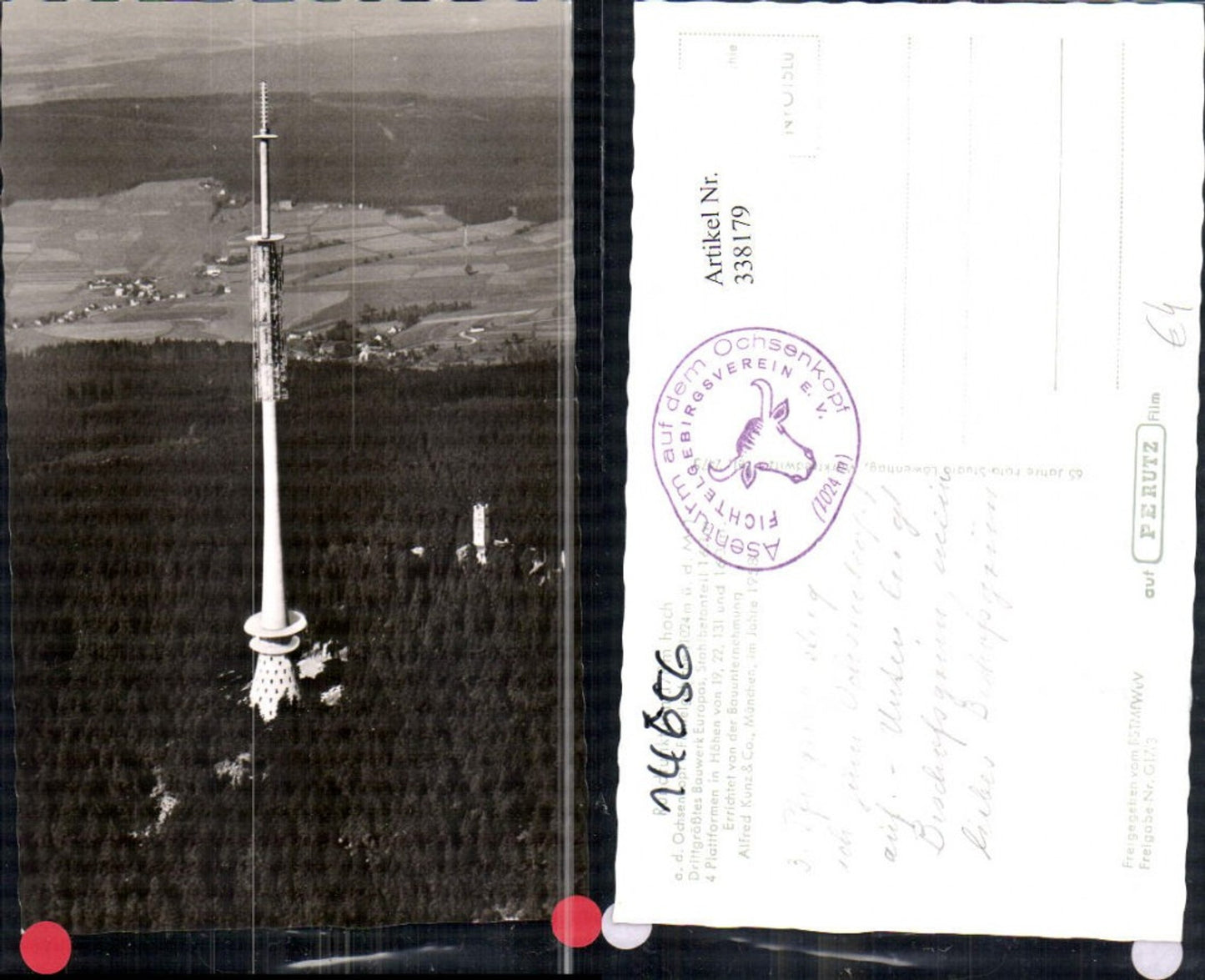 338179,Foto Ak Rundfunkturm Turm a. d. Ochsenkopf i. Fichtelgebirge