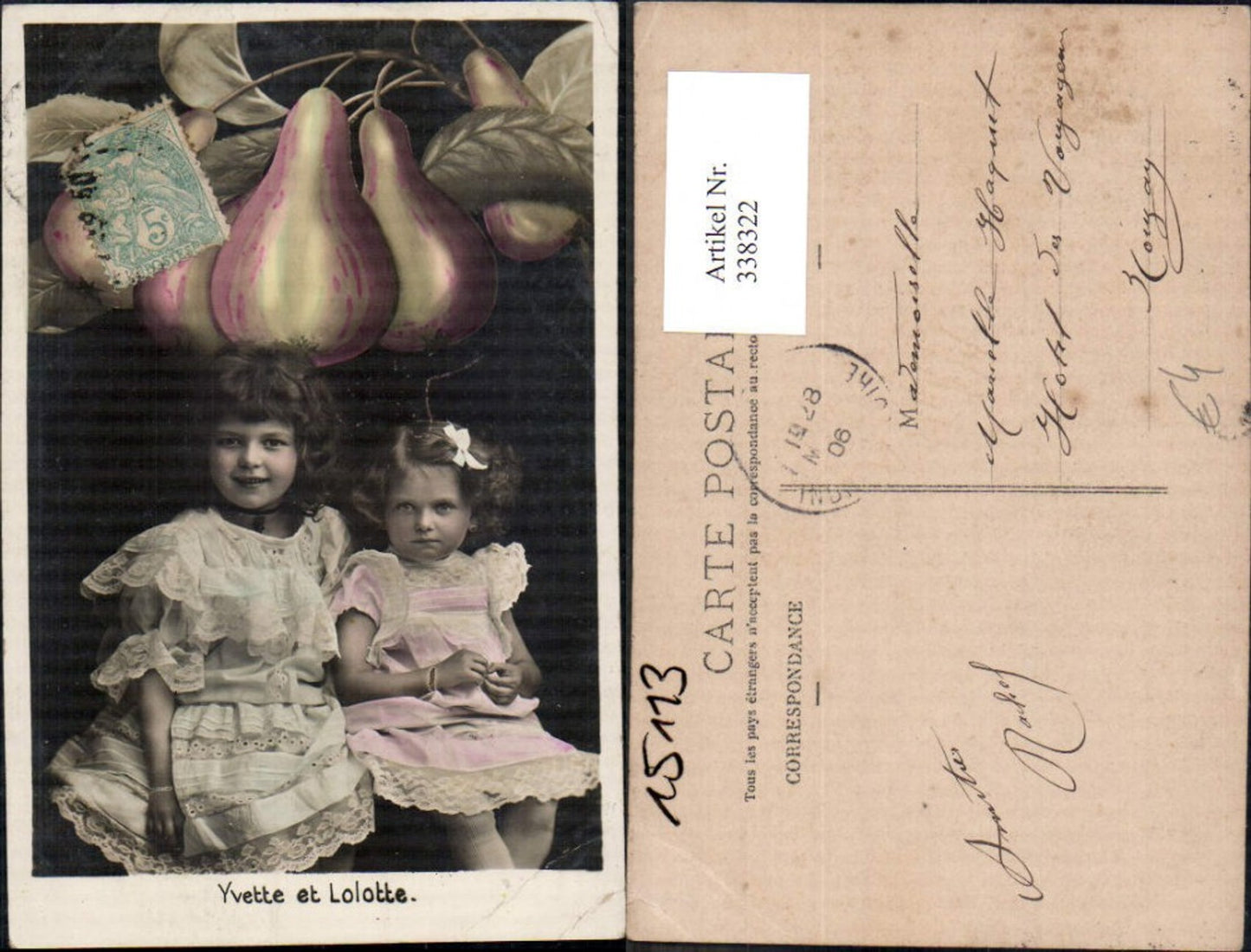 338322,Fotomontage Kinder Mädchen Kleider Obst Birnen Yvette et Lolotte