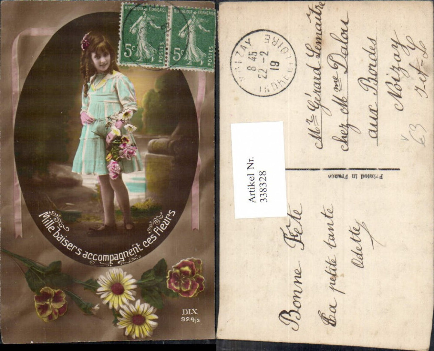 338328,Kind Mädchen Kleid Blumen Mille baisers accompagnent ces Fleurs pub DIX 924/3
