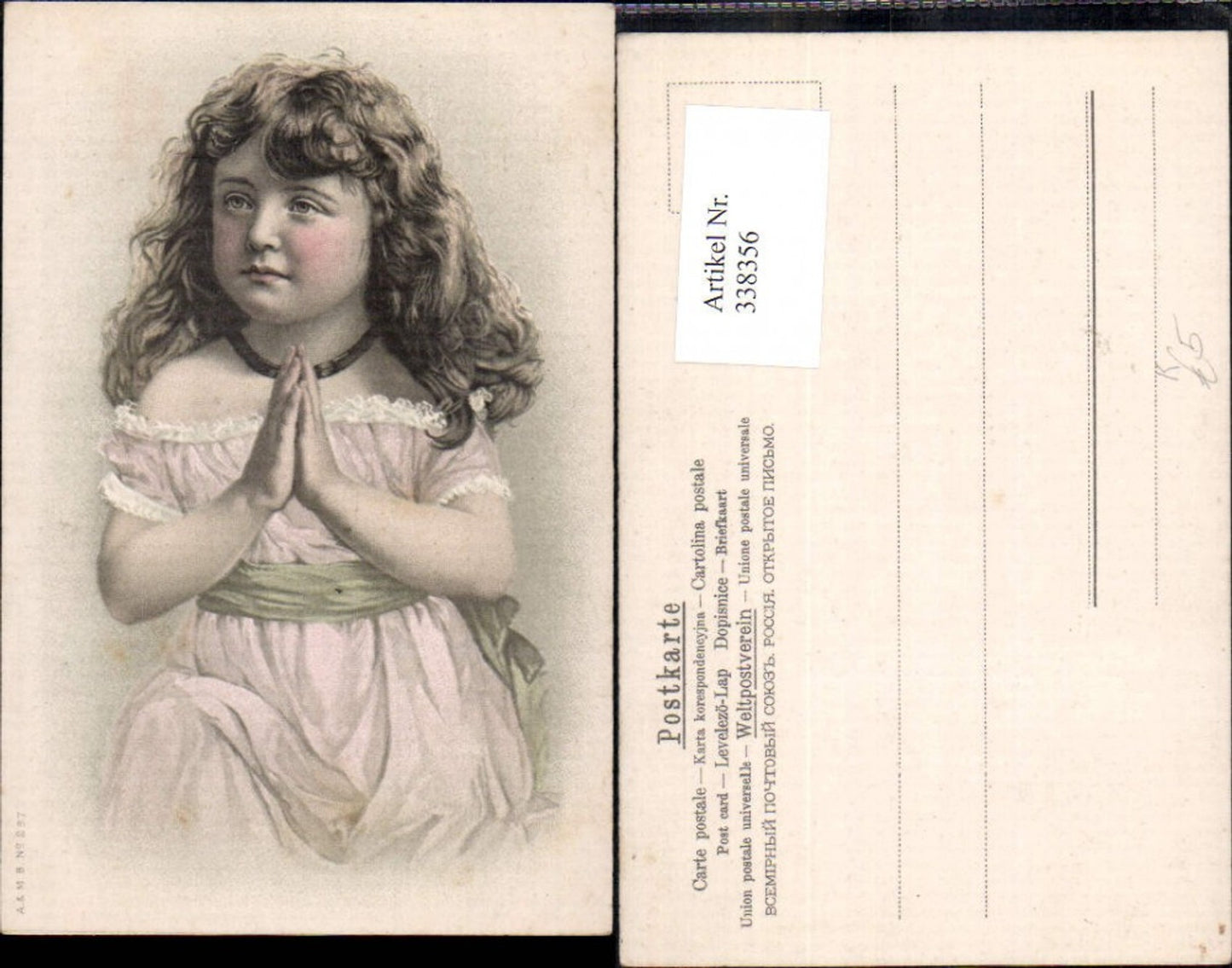 338356,Künstler Ak Kind Mädchen Betende Hände Religion