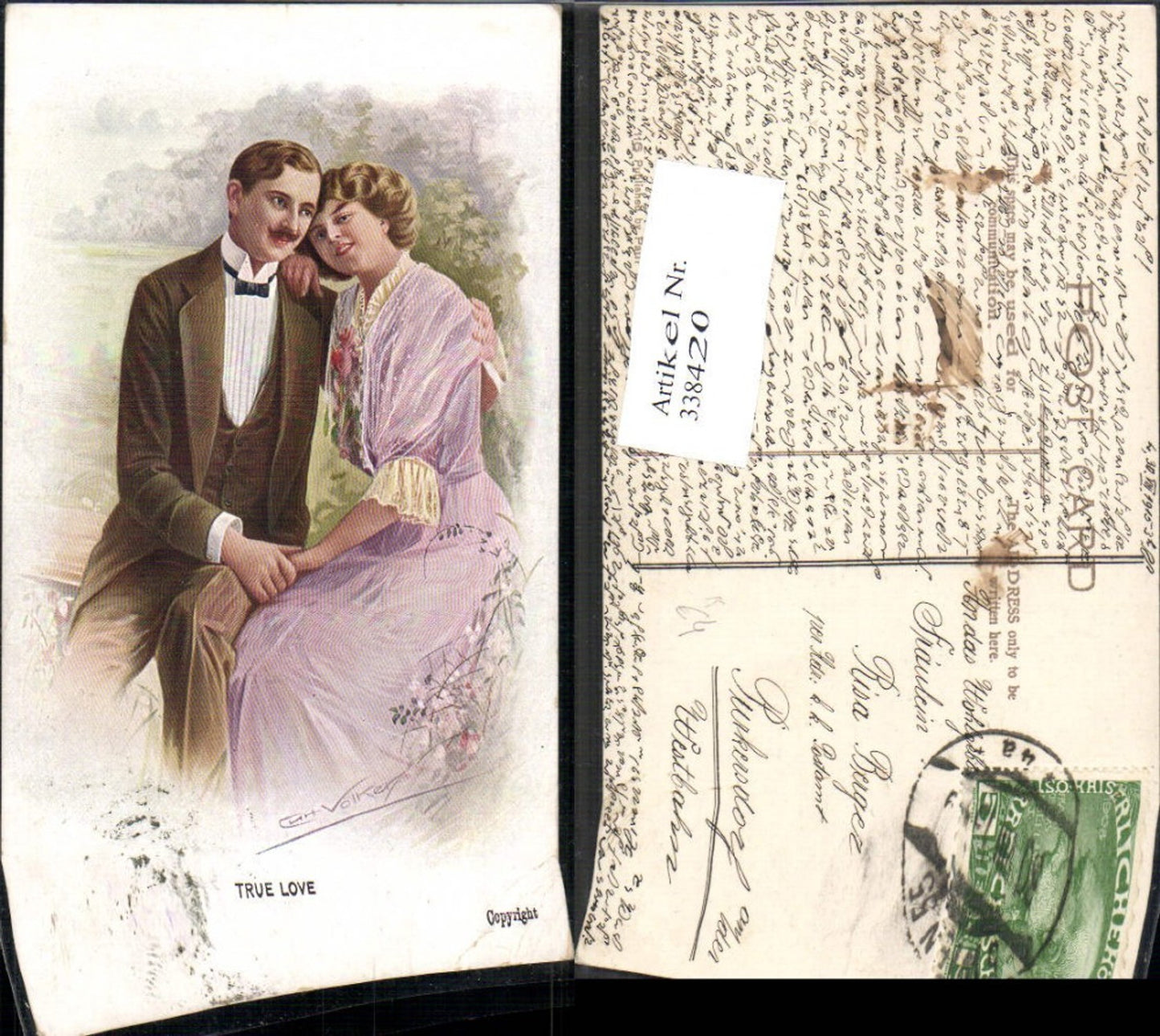 338420,Künstler Ak Curt Völker Liebe Paar Händchenhalten True Love