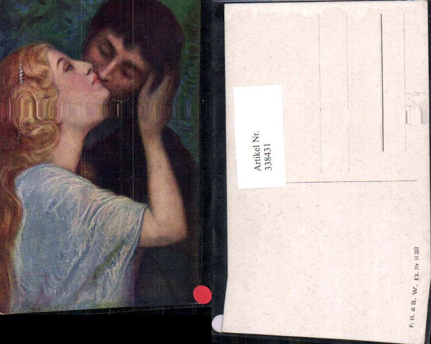 338431,Künstler Ak Liebe Paar Kuss Perlenhaarschmuck