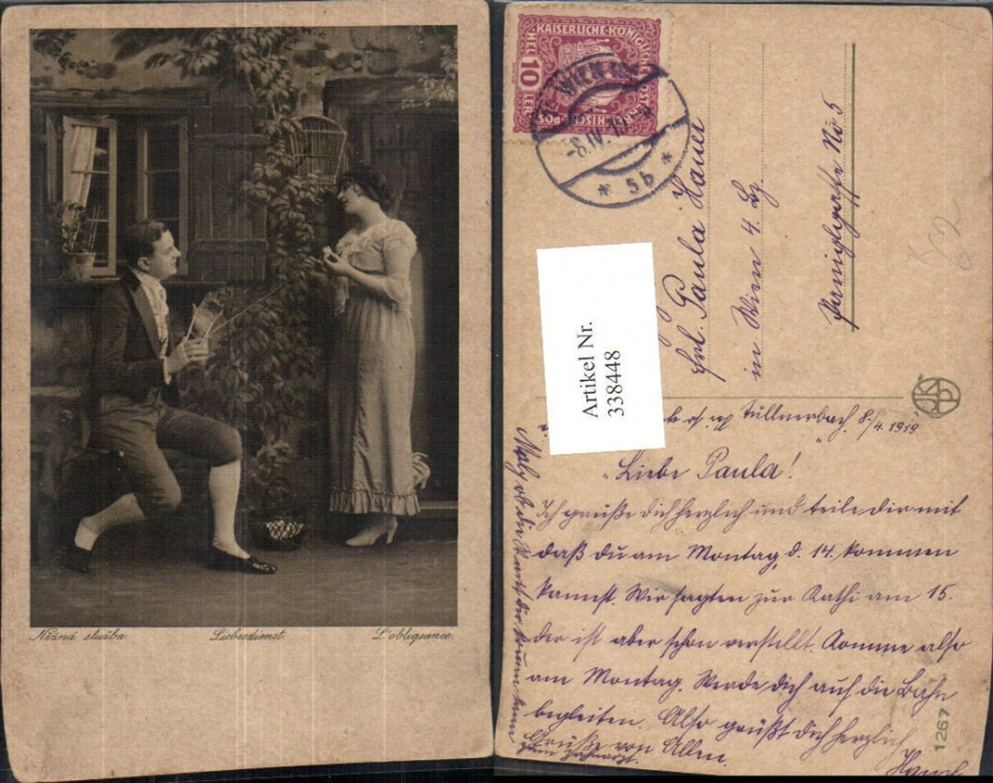 338448,Künstler Ak Liebesdienst Liebe Paar Spinnen Wolle