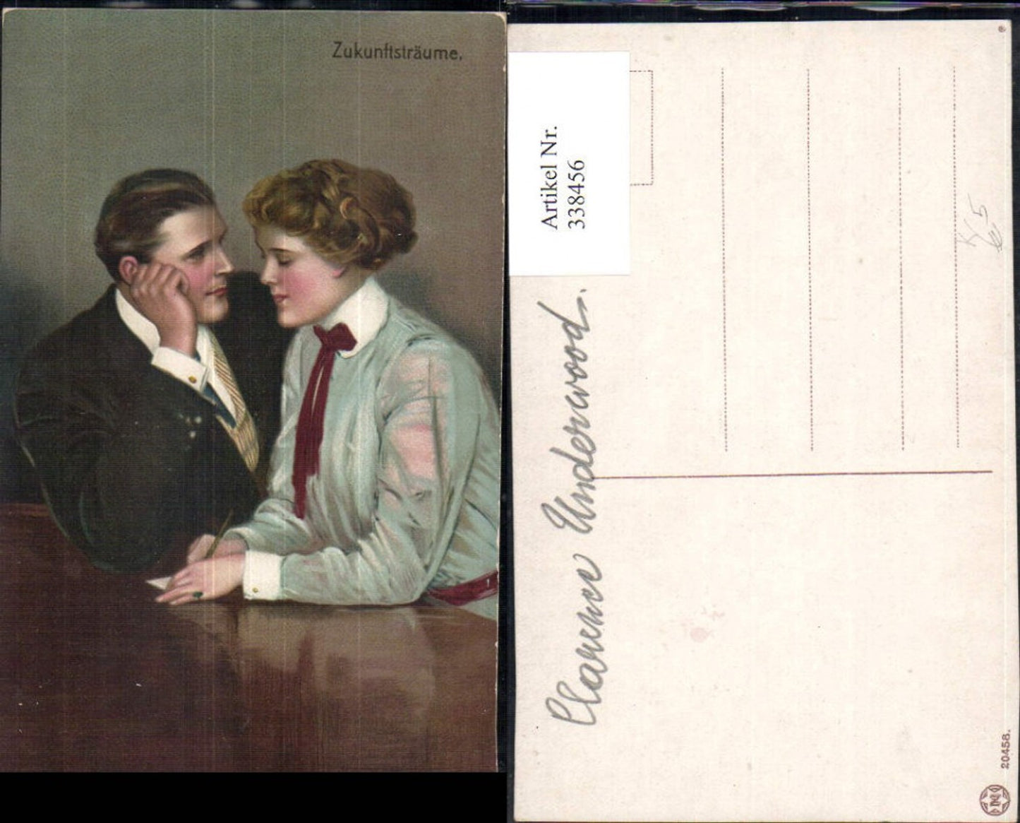 338456,Künstler Ak Clarence F. Underwood Liebe Paar Zukunftsträume Verliebter Blick